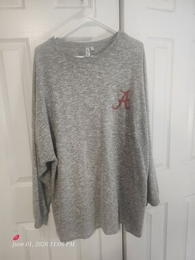 Gray Long Sleeve Tee with Crimson 'A' Logo